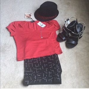 Gap Black Silver Accent Skirt with Side Zipper